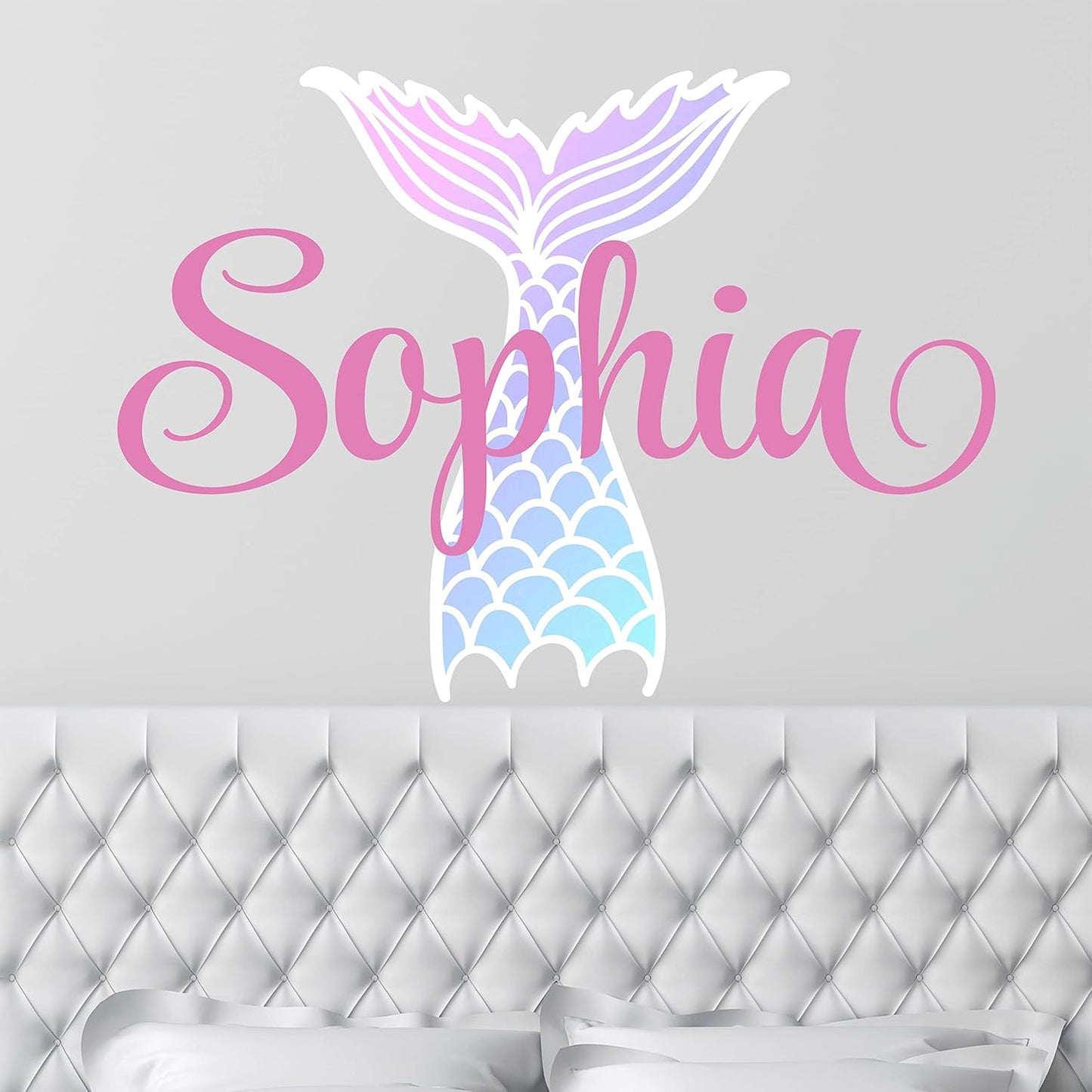 Custom Name Mermaid Nursery Wall Decal for Girls Decor