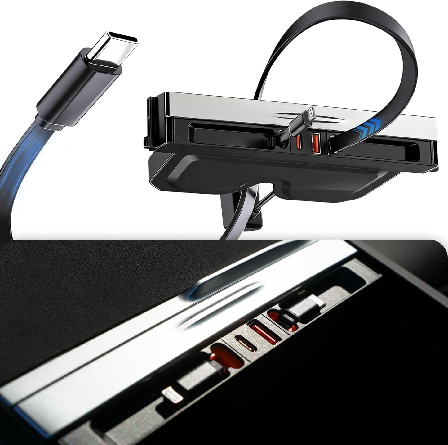 Polwlamks 65W Fast Charging USB Hub for Tesla Model Y & 3