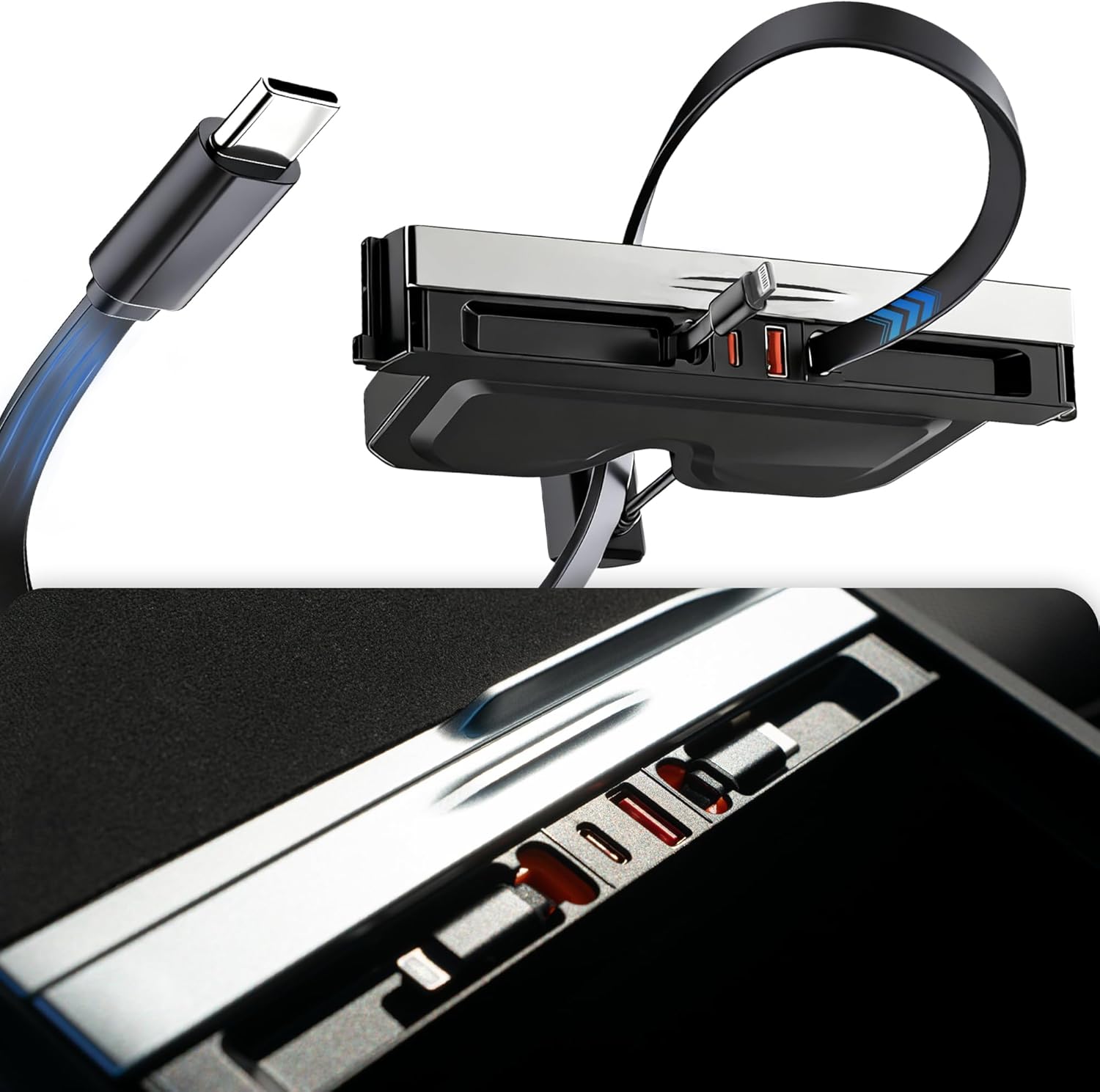 Polwlamks 65W Fast Charging USB Hub for Tesla Model Y & 3