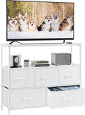 DUMOS TV Stand Dresser with 5 Fabric Drawers for Storage