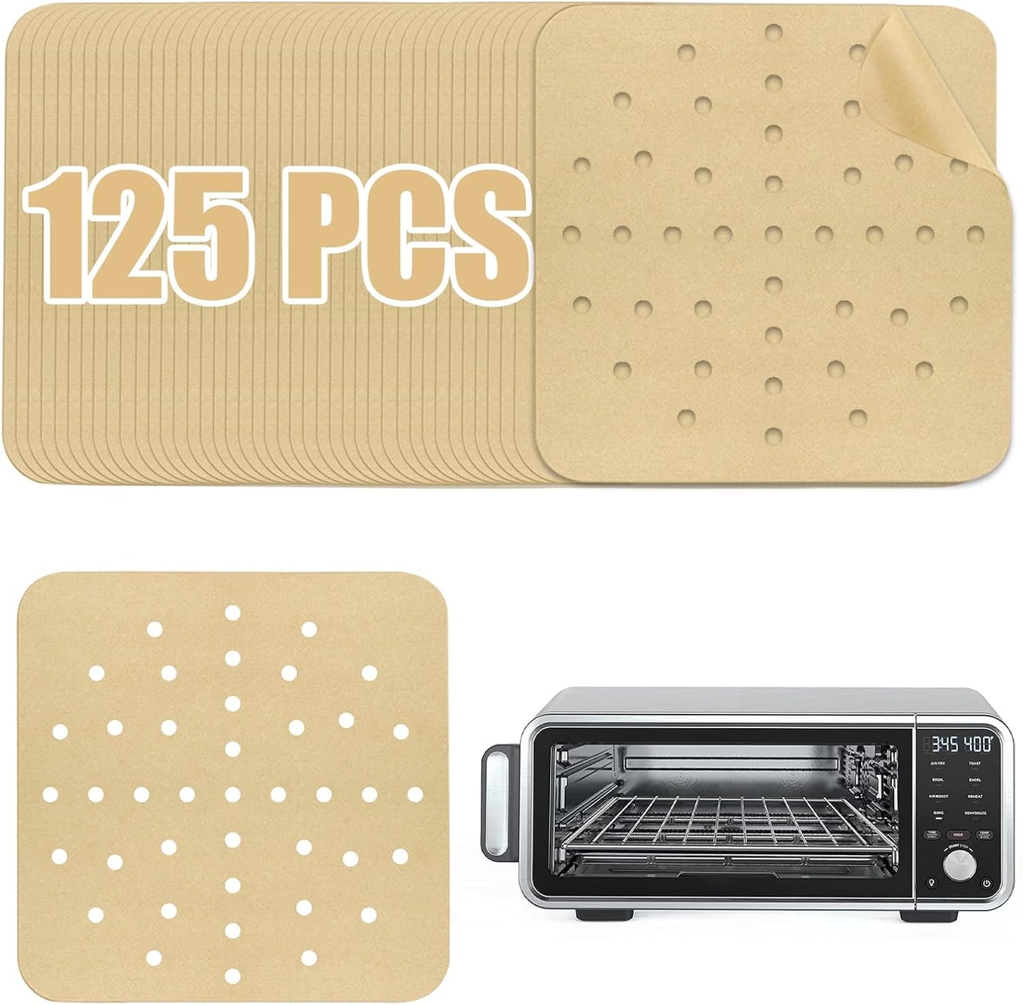 125 Pcs 12x12 Inch Parchment Sheets for Air Fryer, Oven