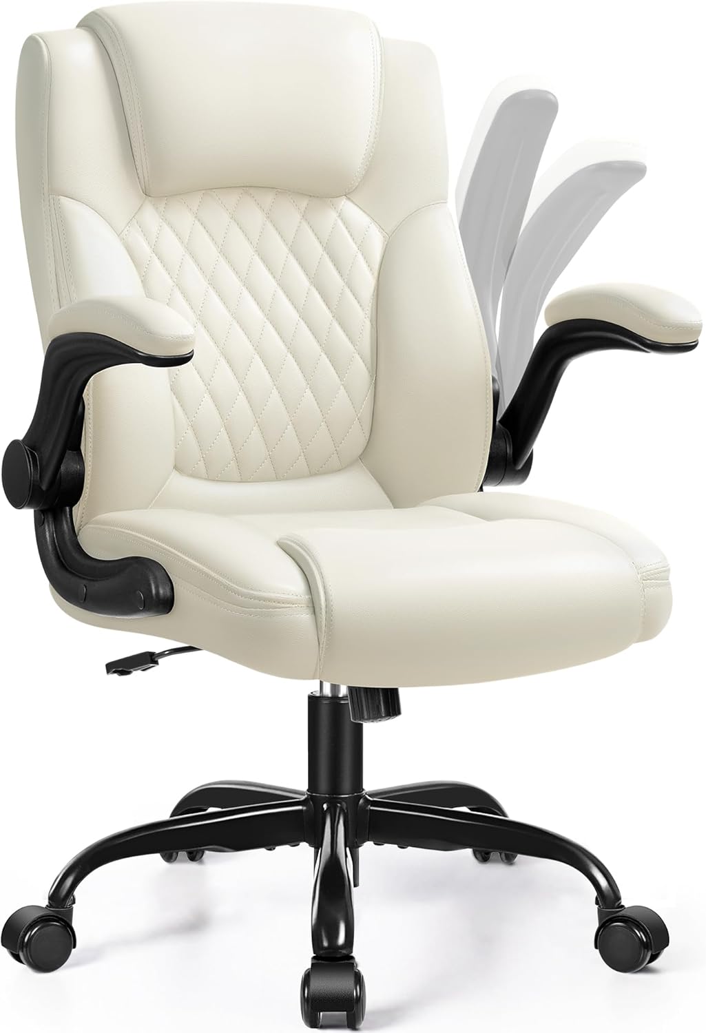 Ergonomic Leather Office Chair with Adjustable Armrests for Comfort