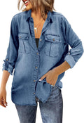 Runcati Womens Button Down Denim Shirt Oversized Tunic - Casual Layer