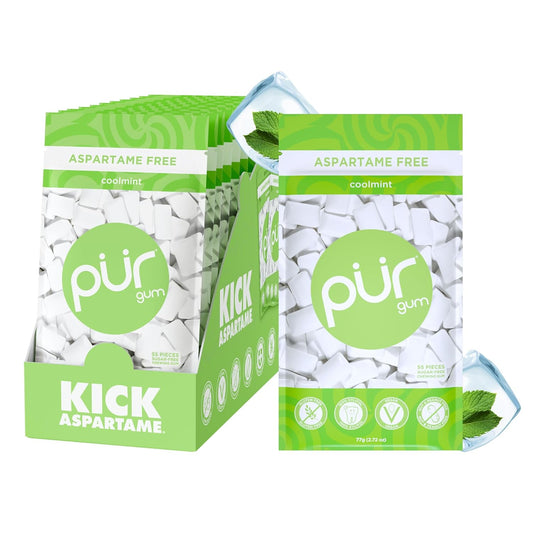 PUR Gum Natural Coolmint Flavored Chewing Gum, 100% Xylitol