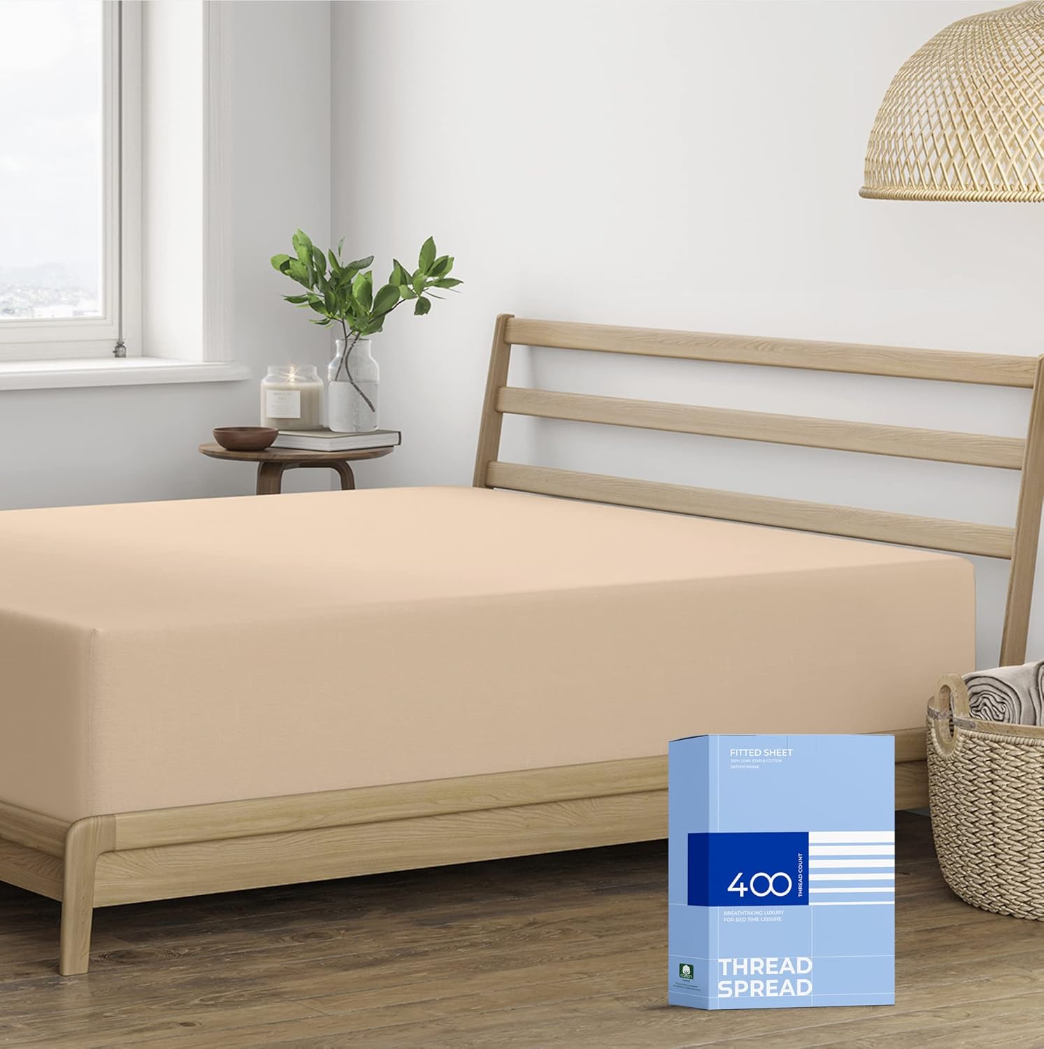100% Cotton California King Fitted Sheet - Soft Cooling Sateen