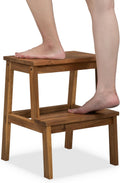 Acaia Wood 2 Step Stool 20 in Wooden Step Stool - Waterproof