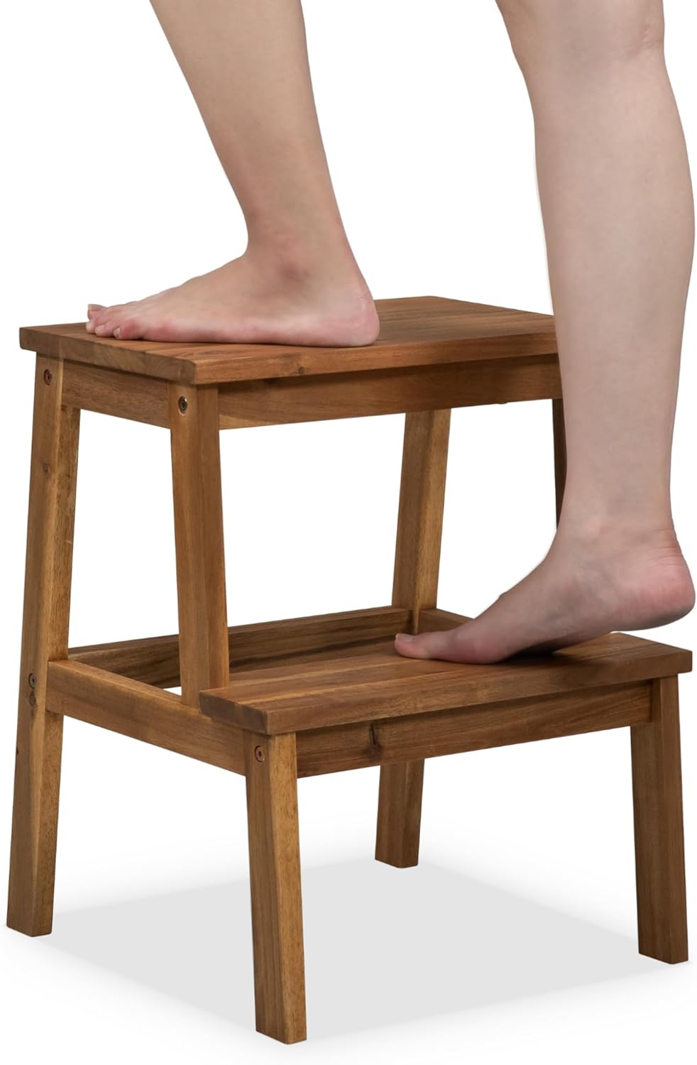 Acaia Wood 2 Step Stool for Adults - Waterproof & Durable Design