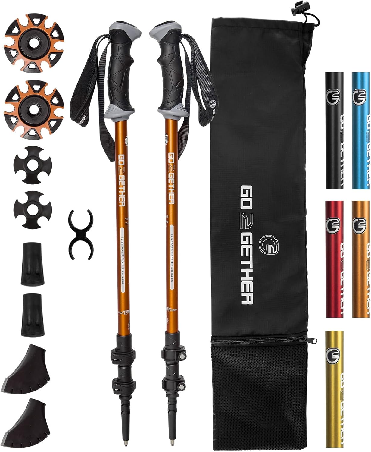 Quick-Lock Aluminum Trekking Poles - Comfort Grip - Snow Baskets - Ideal for Hiking
