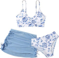 COZYEASE Girls' Floral Print Bikini Swimsuit 3 Piece Set