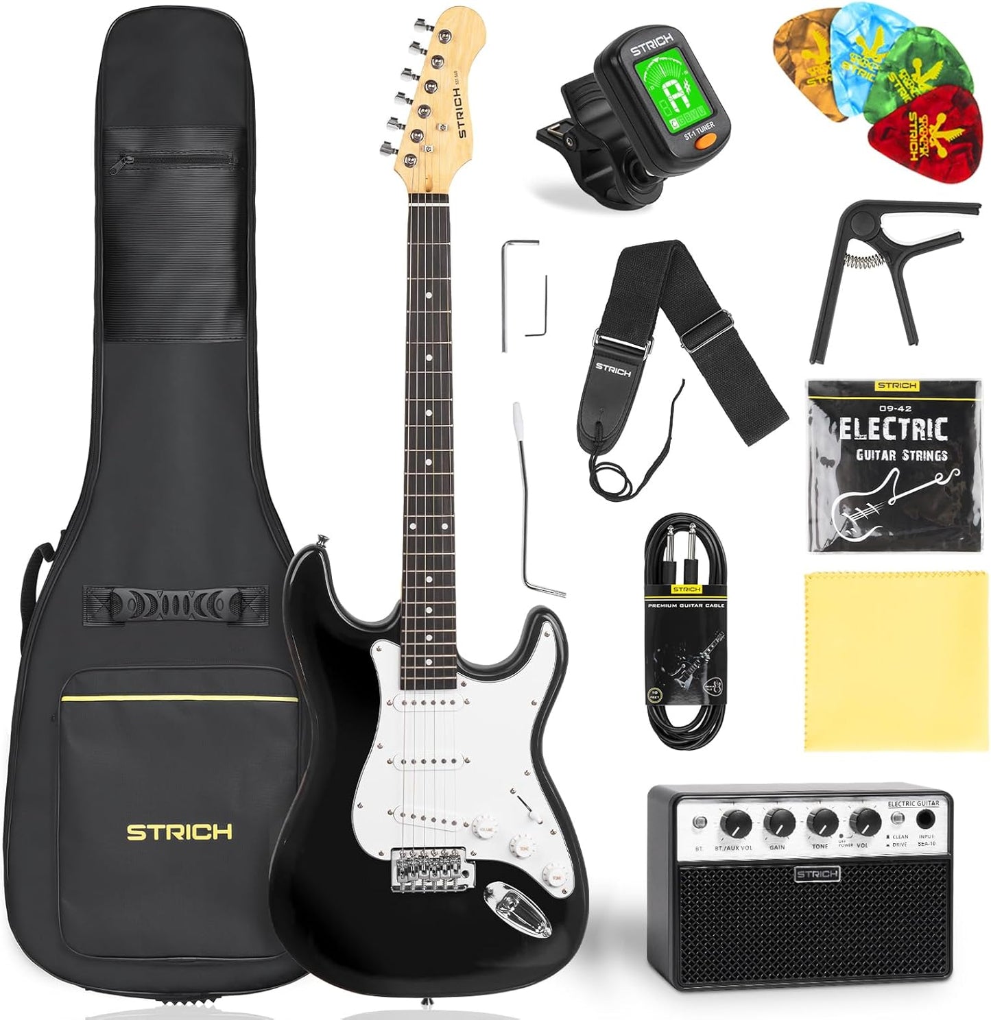 STRICH Electric Guitar Beginner Kit - Rock On with Full Size Guitar & Accessories!