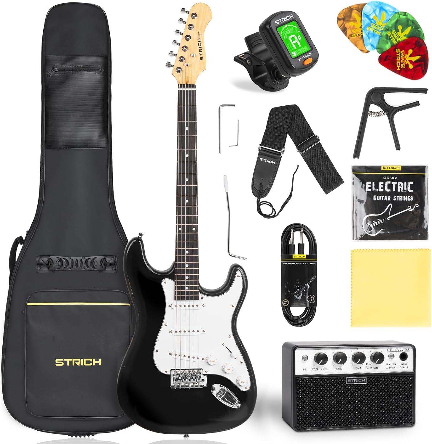 STRICH Electric Guitar Beginner Kit - Rock On with Full Size Guitar & Accessories!