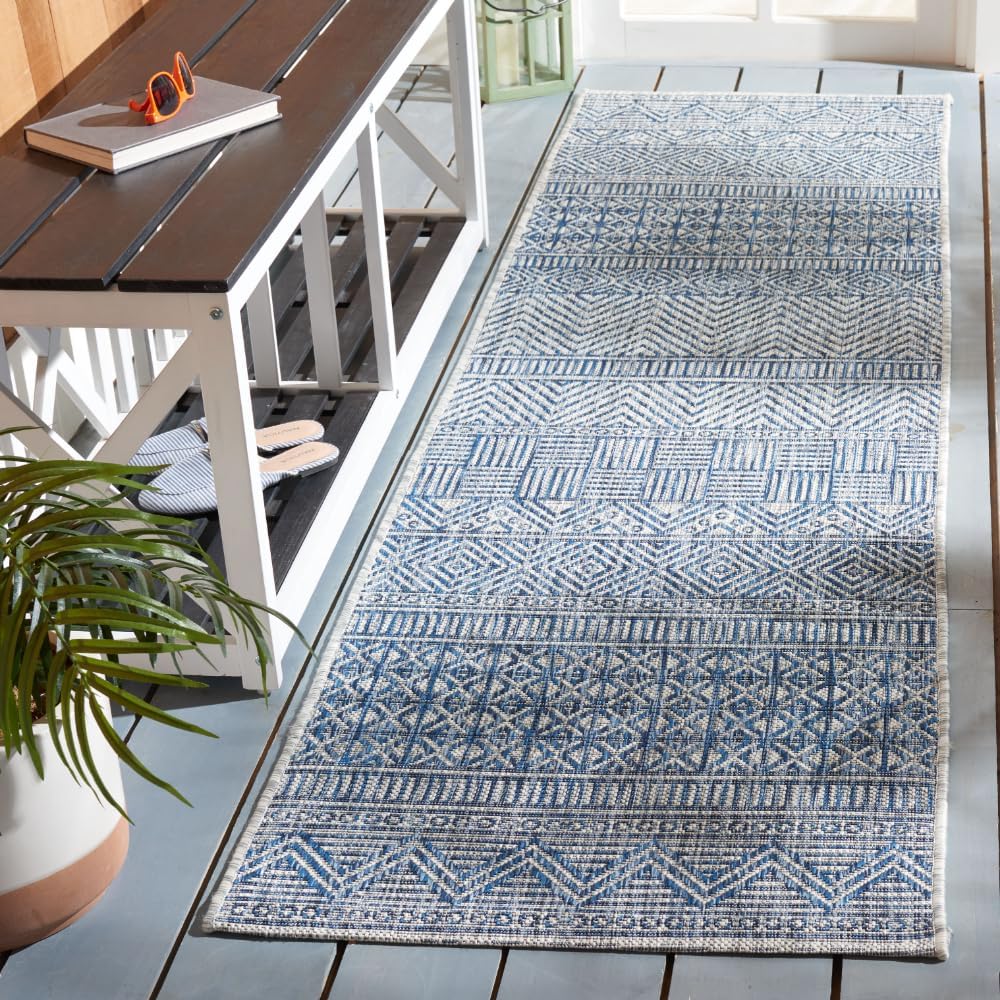 SAFAVIEH Courtyard Collection 2ft 3in x 6ft 7in Grey/Navy Rug