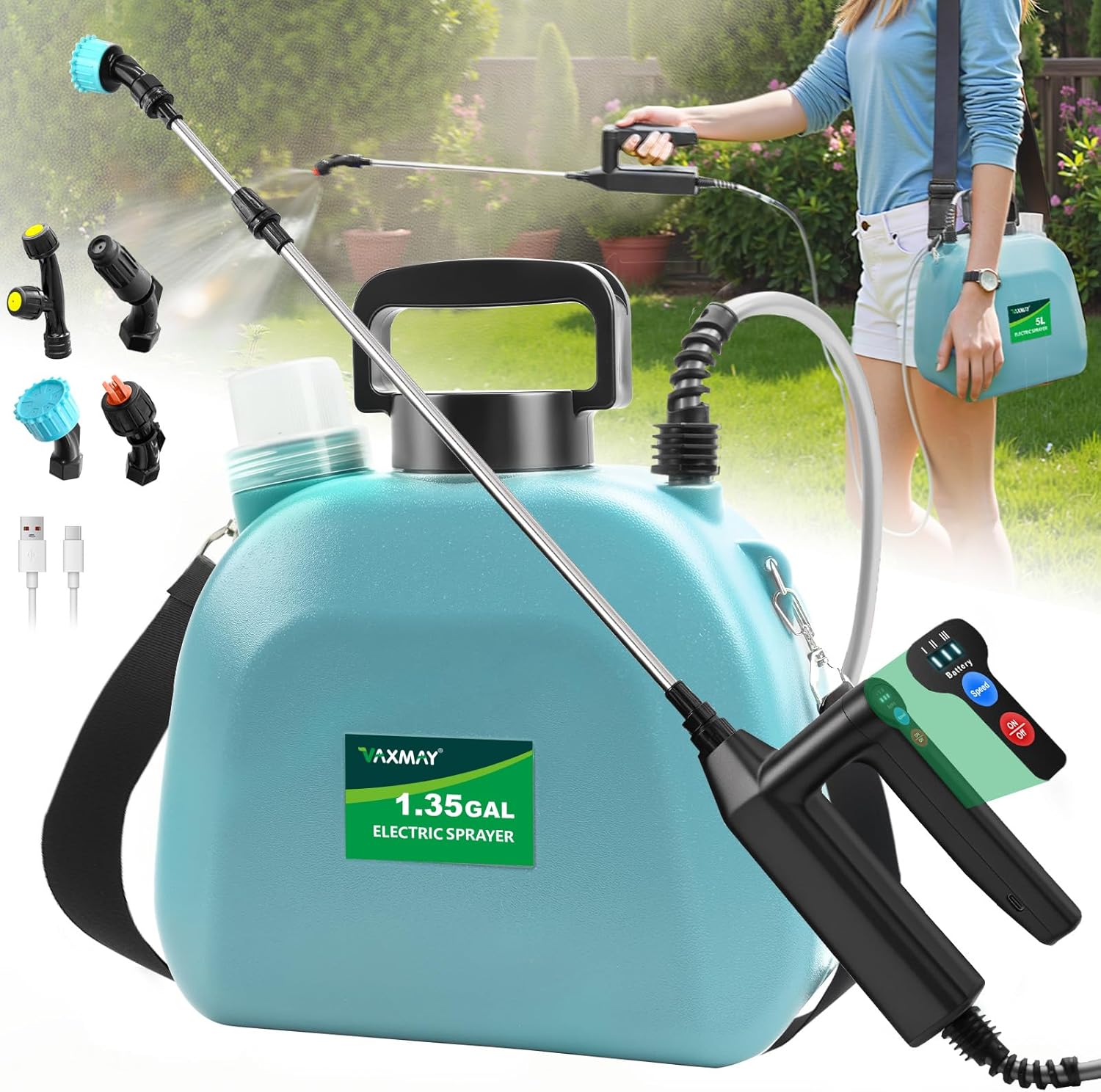 Battery Powered Sprayer 1.35 Gallon for Lawn and Garden Use