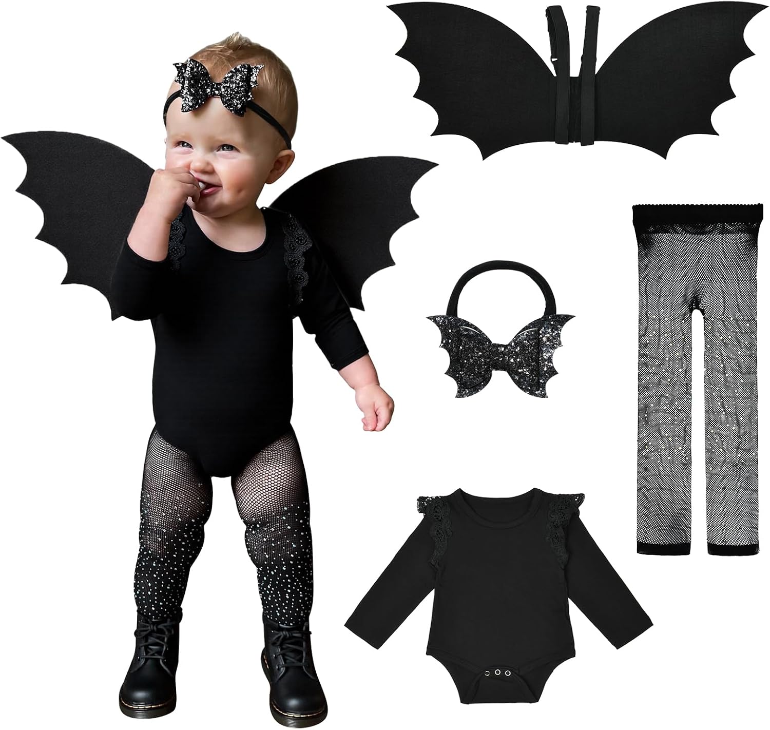 Halloween Toddler Bat Costume for Baby Girl with Wings