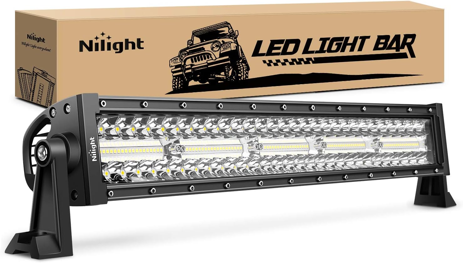 Nilight 22 Inch 480W Triple Row Flood Spot Combo Bar Lights