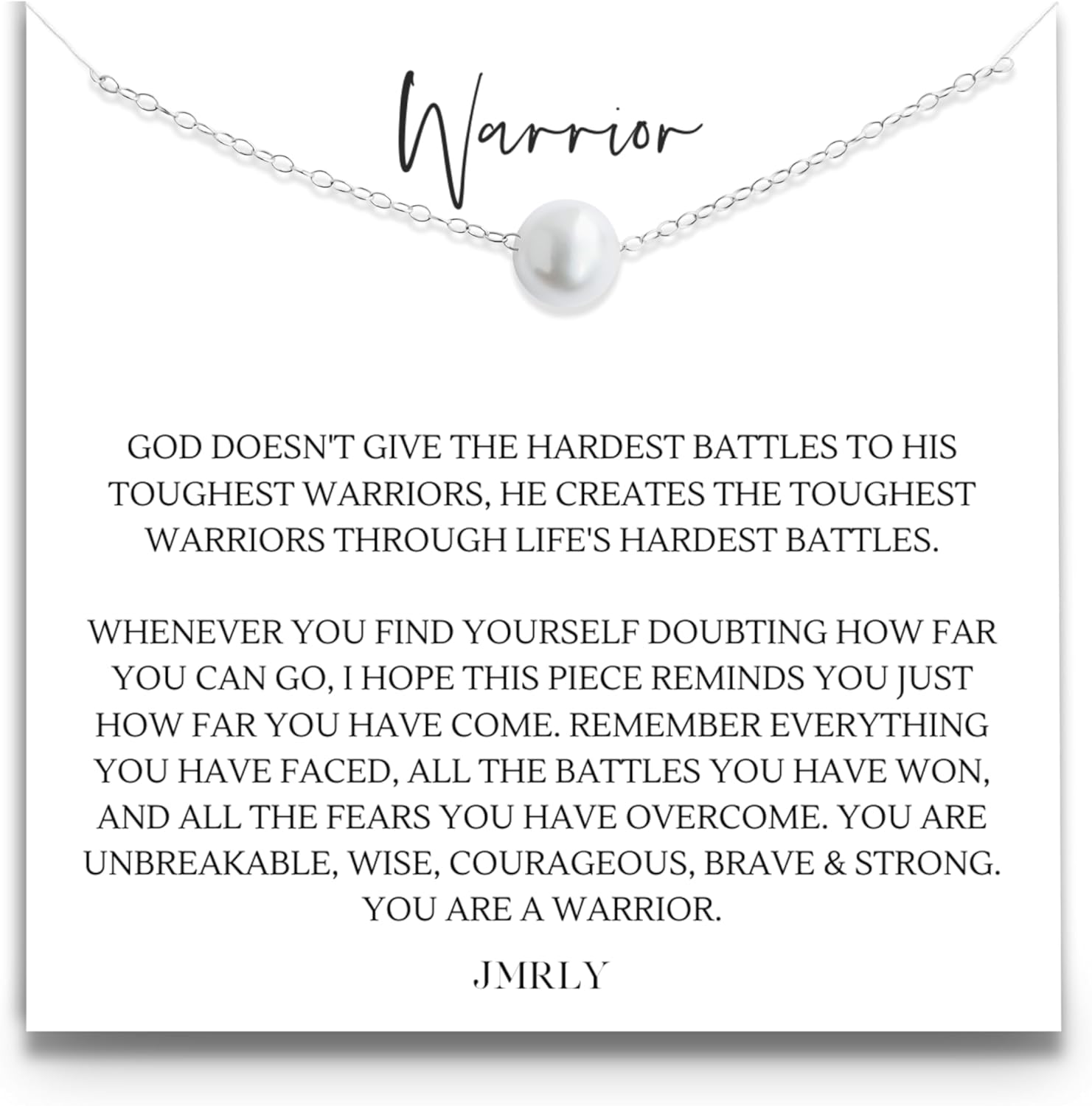 Warrior Necklace with Freshwater Pearl on Sterling Silver Chain