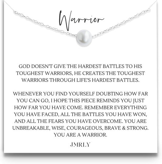 Warrior Necklace with Freshwater Pearl on Sterling Silver Chain