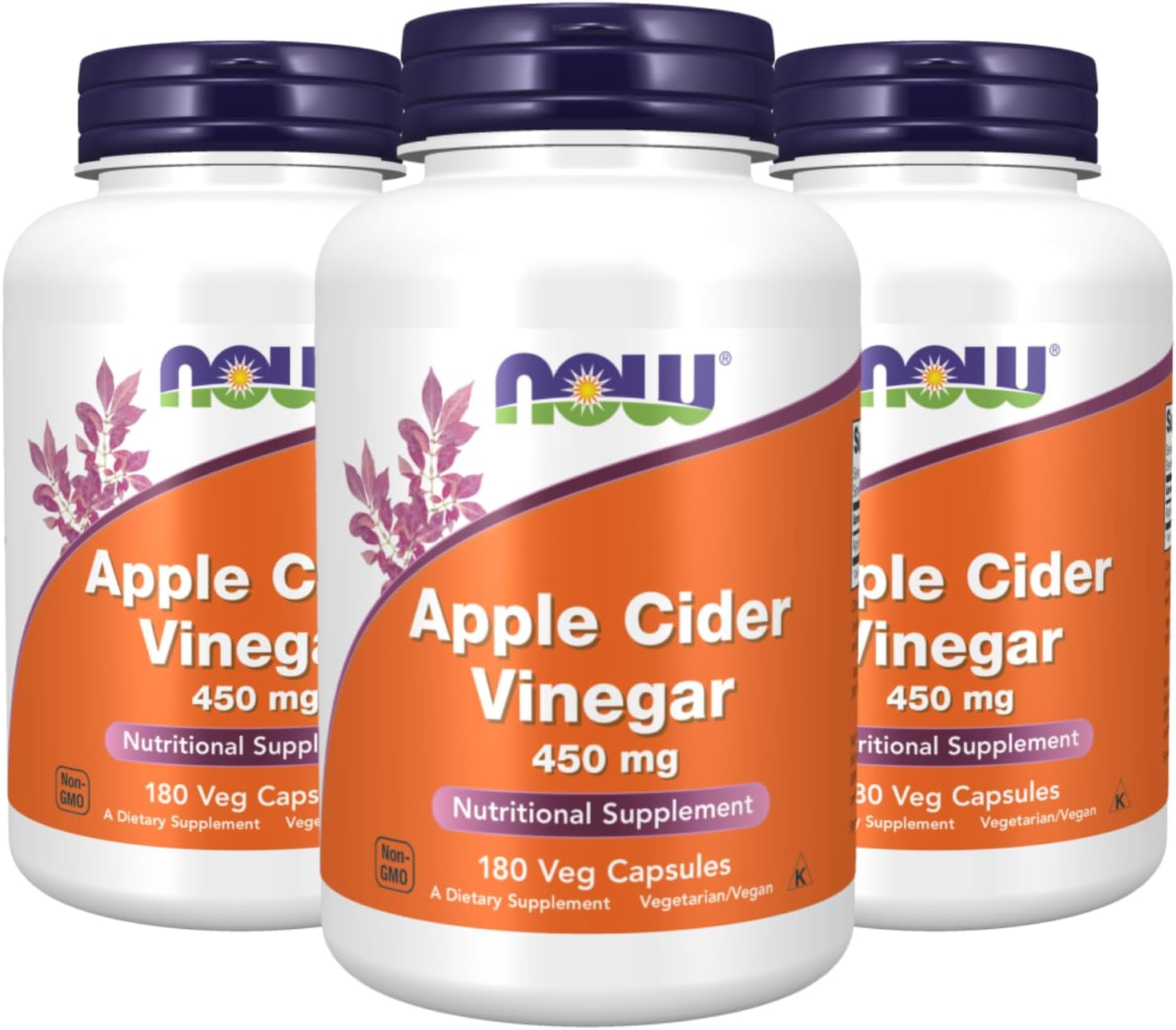 NOW Foods Apple Cider Vinegar Capsules - Pack of 3, 540 Count