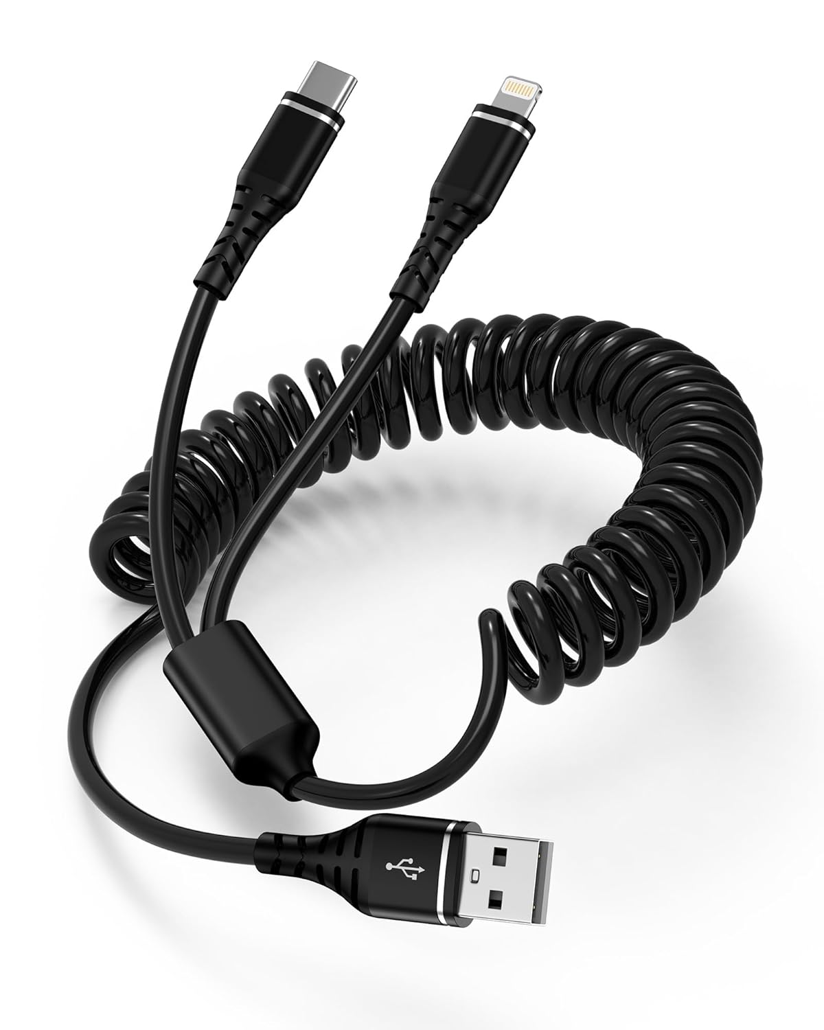 4FT Coiled 2-in-1 Charger for i Phone 16 Pro Max, Galaxy S25 - Bioonis
