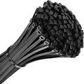 200pcs Zip Ties 8 Inch Black - Heavy Duty 50lb Strength Cable Ties
