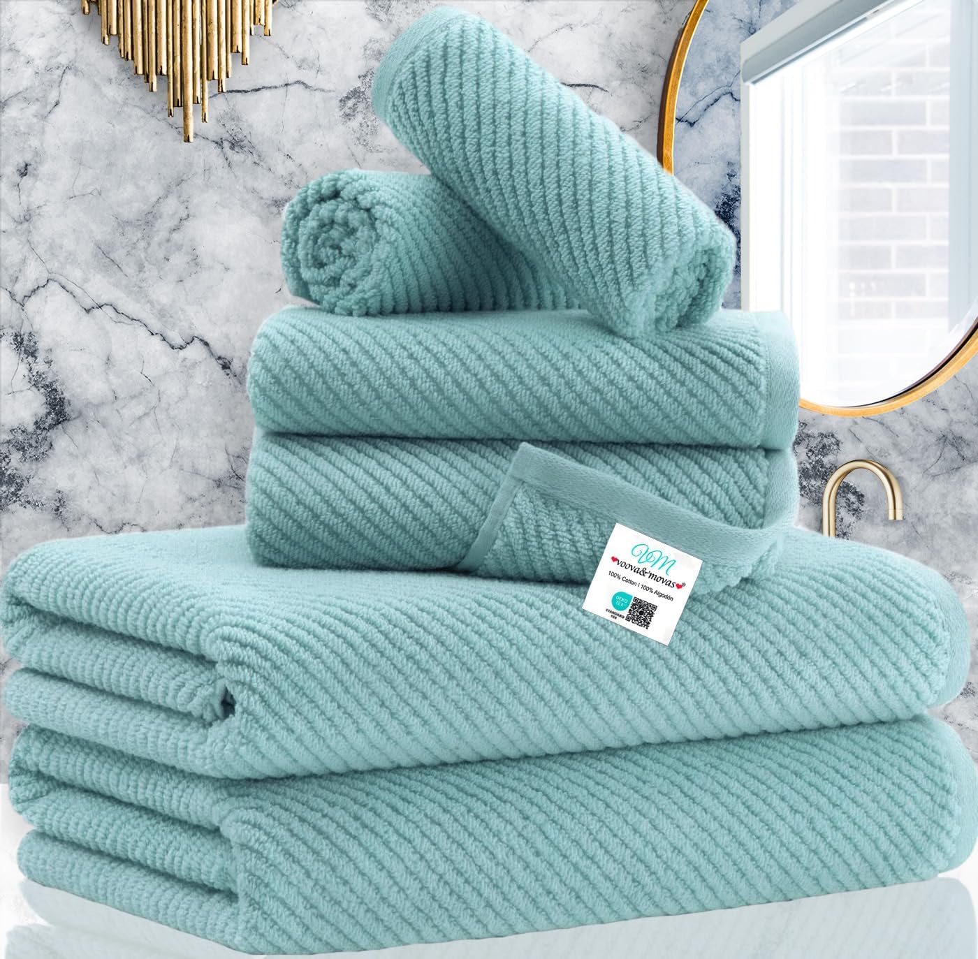 Luxurious 100% Cotton Towels Set for Bathroom - Soft & Quick Dry