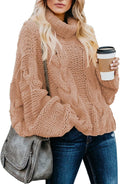 Dokotoo Womens Turtleneck Cable Knit Oversized Sweater - Cozy, Chunky