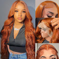 Ginger Lace Front Wigs Human Hair Body Wave 13x4 Frontal - Natural
