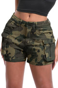 ELLEVEN Women's High-Stretch Cargo Shorts Y2K Mini - Slim High Waist