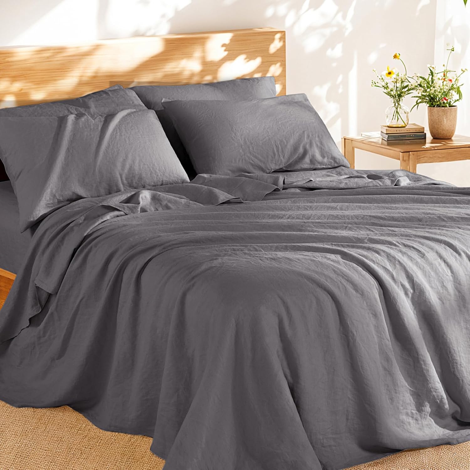 Shilucheng 100% French Linen King Size Bed Sheets Set Review