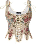 Scarlet Darkness Corset Top Renaissance Floral Lace Up - Shape & Style