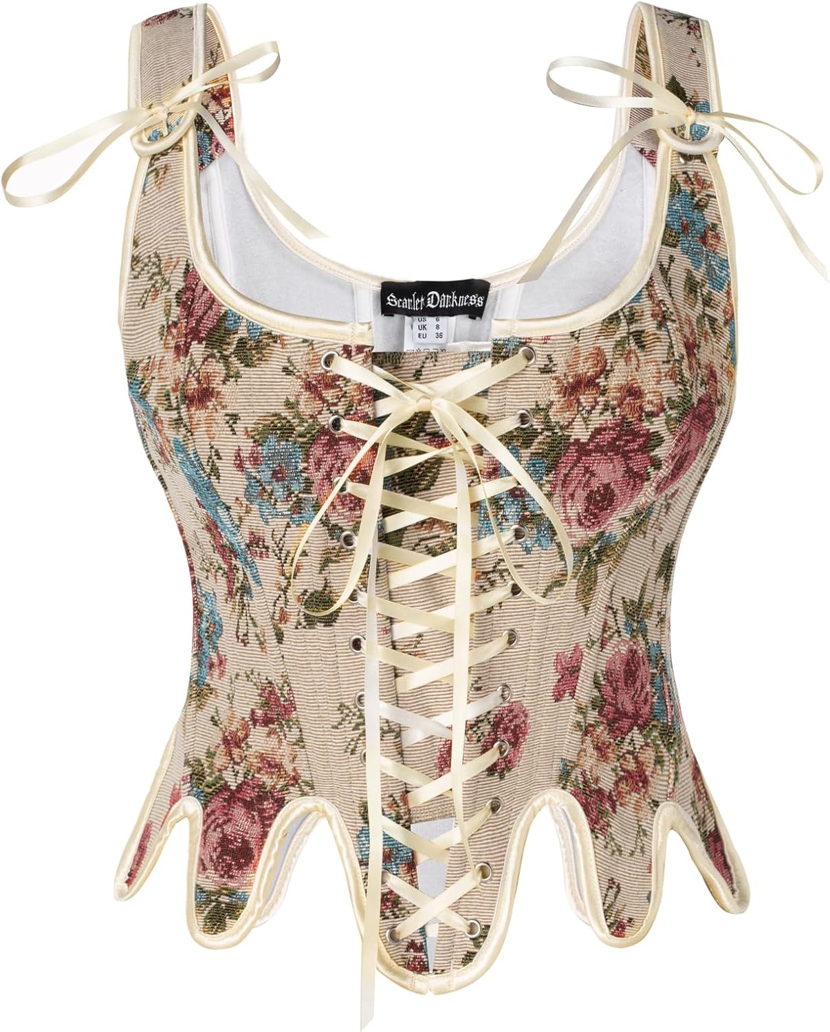 Scarlet Darkness Corset Tops for Women with Floral Lace Design