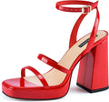 Platform Strappy Heel Sandals Square Open Toe - Stable Chunky Heel 5cm