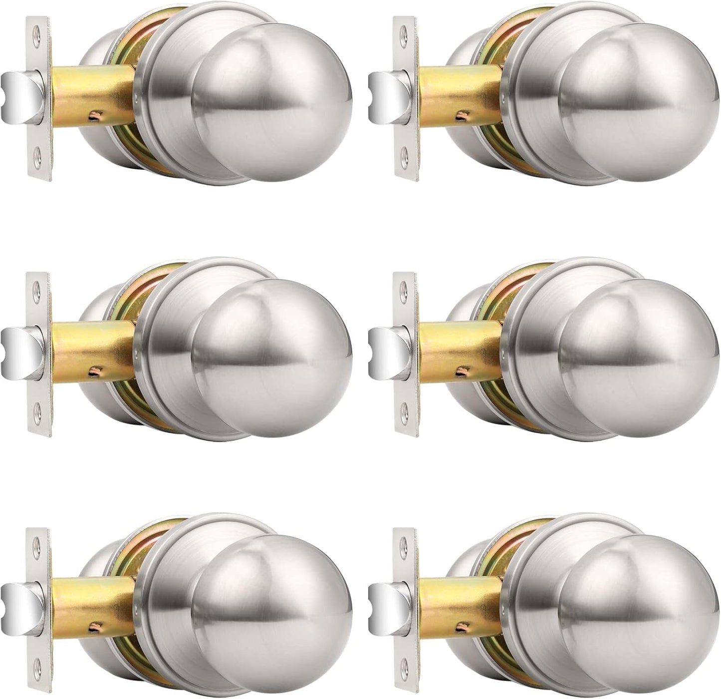 Probrico Round Passage Door Knobs for Hall and Closet Use