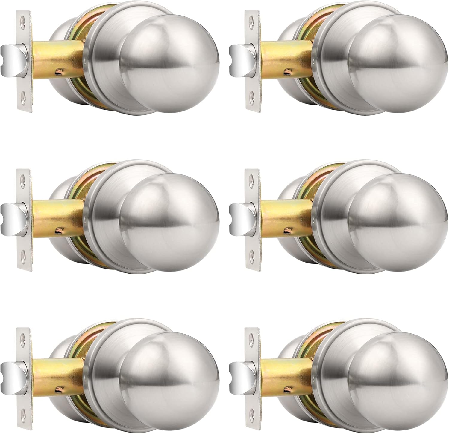 Probrico Round Passage Door Knobs for Hall and Closet Use