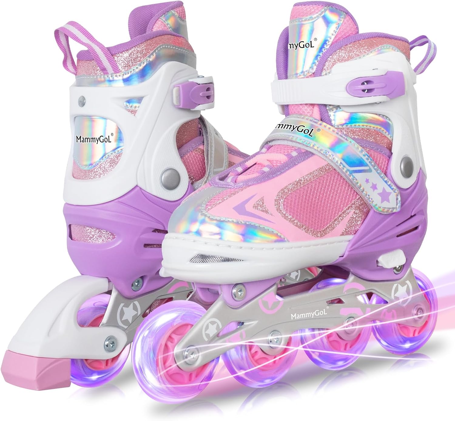 MammyGol Adjustable Inline Skates for Kids with Light Up Wheels