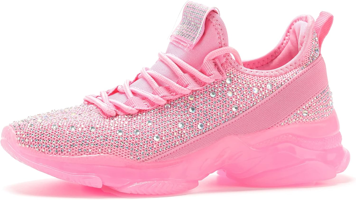 BELOS Women's Rhinestone Mesh Slip On Walking Shoes for Style