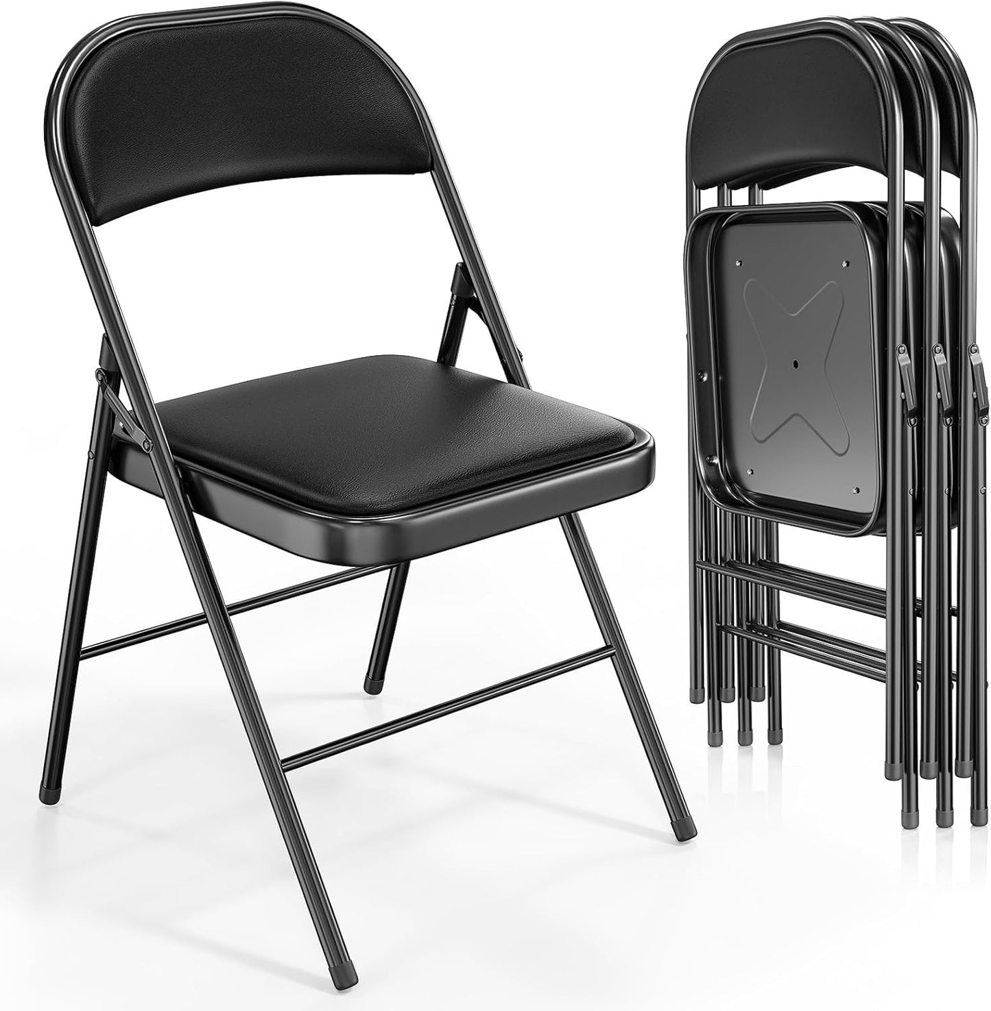 VINGLI 4 Pack Folding Chairs - Stylish & Sturdy Seating