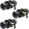 Copper Creek Matte Black Door Knobs - Round Colonial Privacy Lock - 3