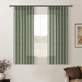 Sage Green Pinch Pleated Linen Cafe Curtains 45in Length - Light