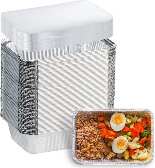 100 Pack Aluminum Foil Pans for Cooking, Baking, Meal Prep