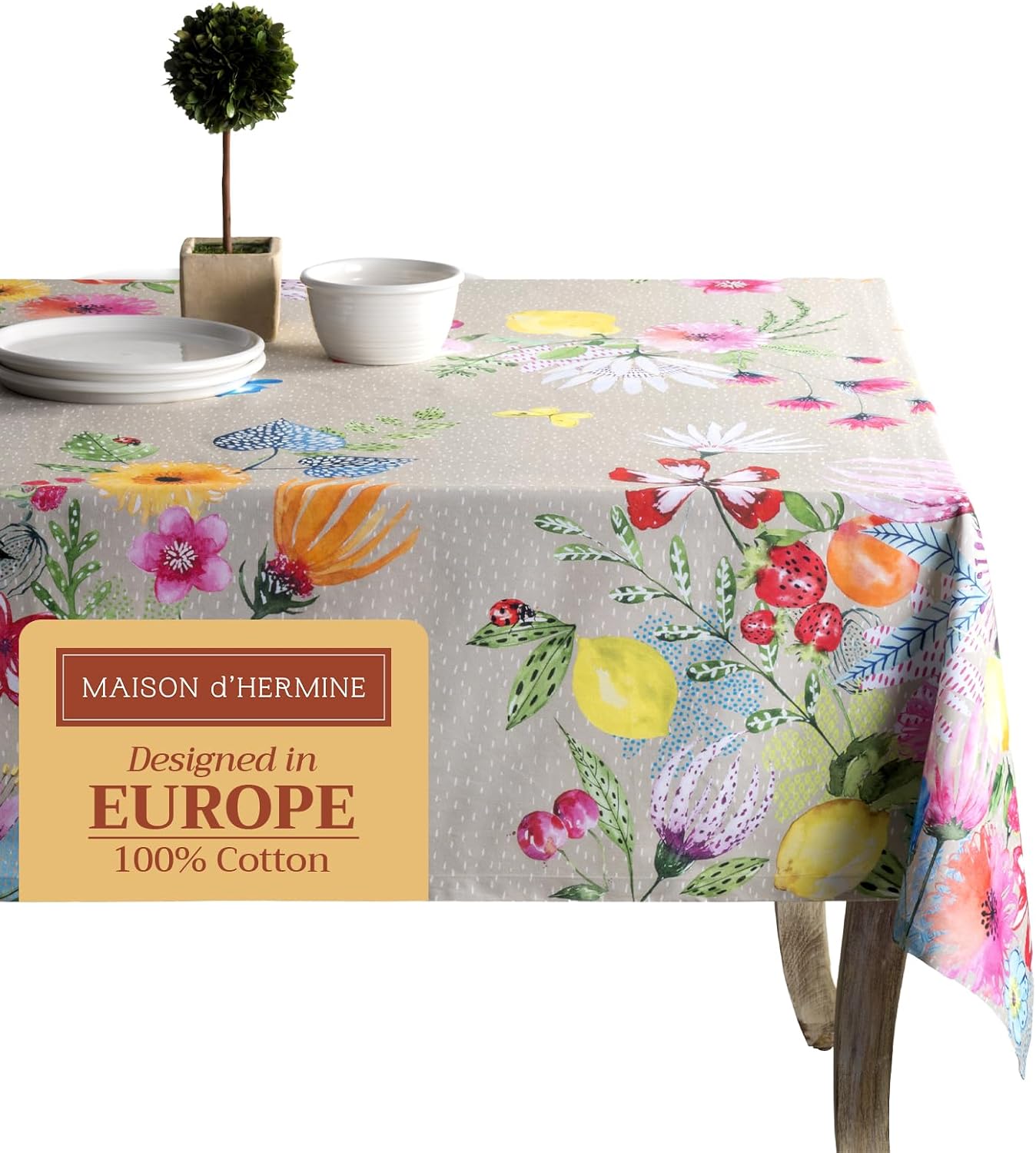 Maison d' Hermine 100% Cotton Tablecloth for Elegant Dining