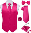 Mens Satin Suit Vest and Tie Set for Men - 8PCS Formal Waistcoat Set