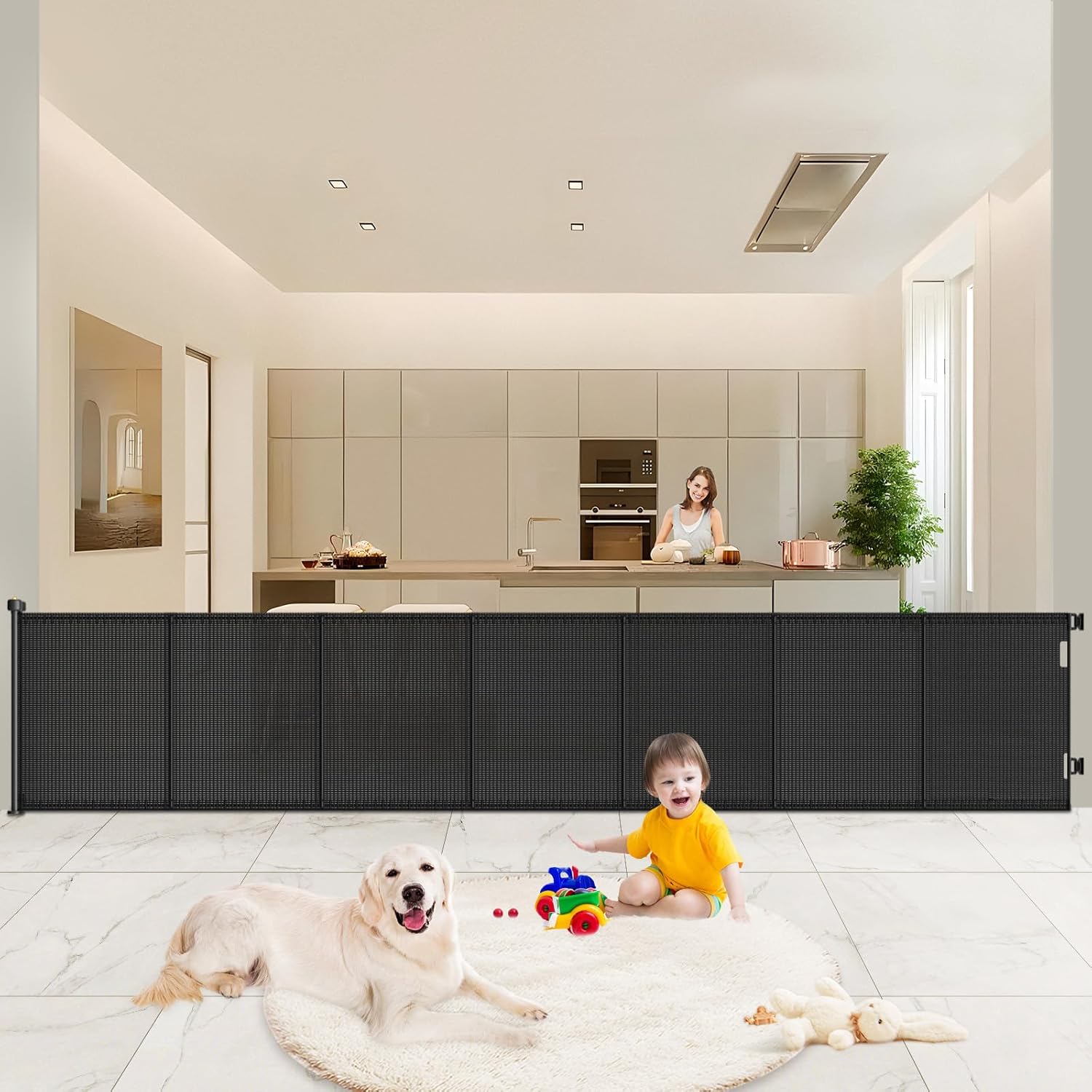 Pawtners Retractable Baby Gates Extra Wide for Indoor & Outdoor