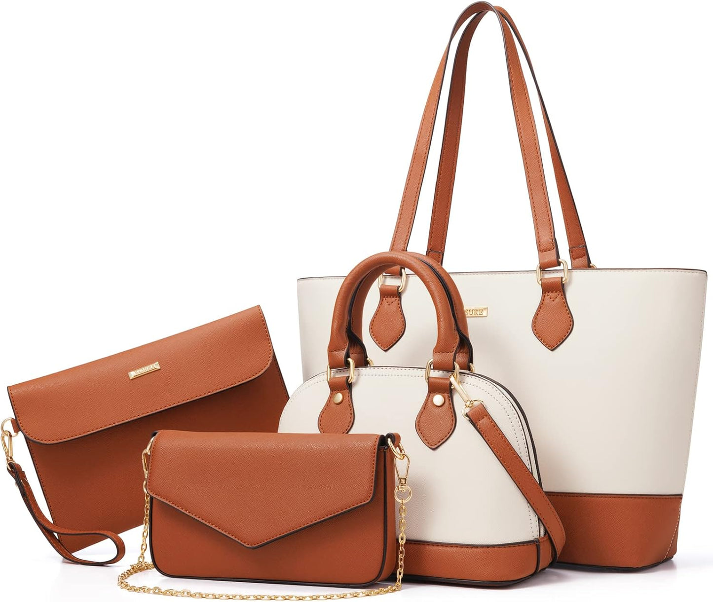 4PCS Women Fashion Handbags Purses Wallet Shoulder Bags Set