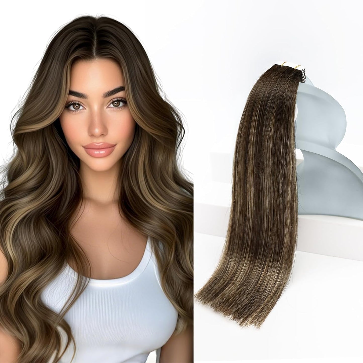 Sunny Hair Tape in Hair Extensions for Women - Dark Brown to Blonde