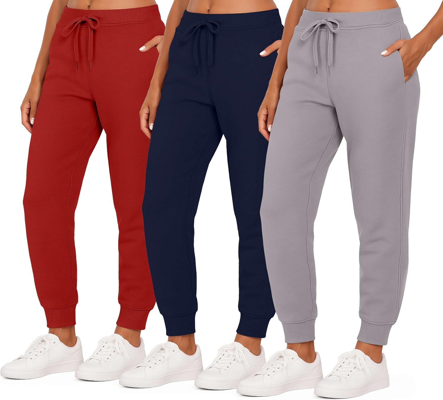 Women's Ultra-Soft Fleece Joggers: Cozy 3 Pack for All Sizes