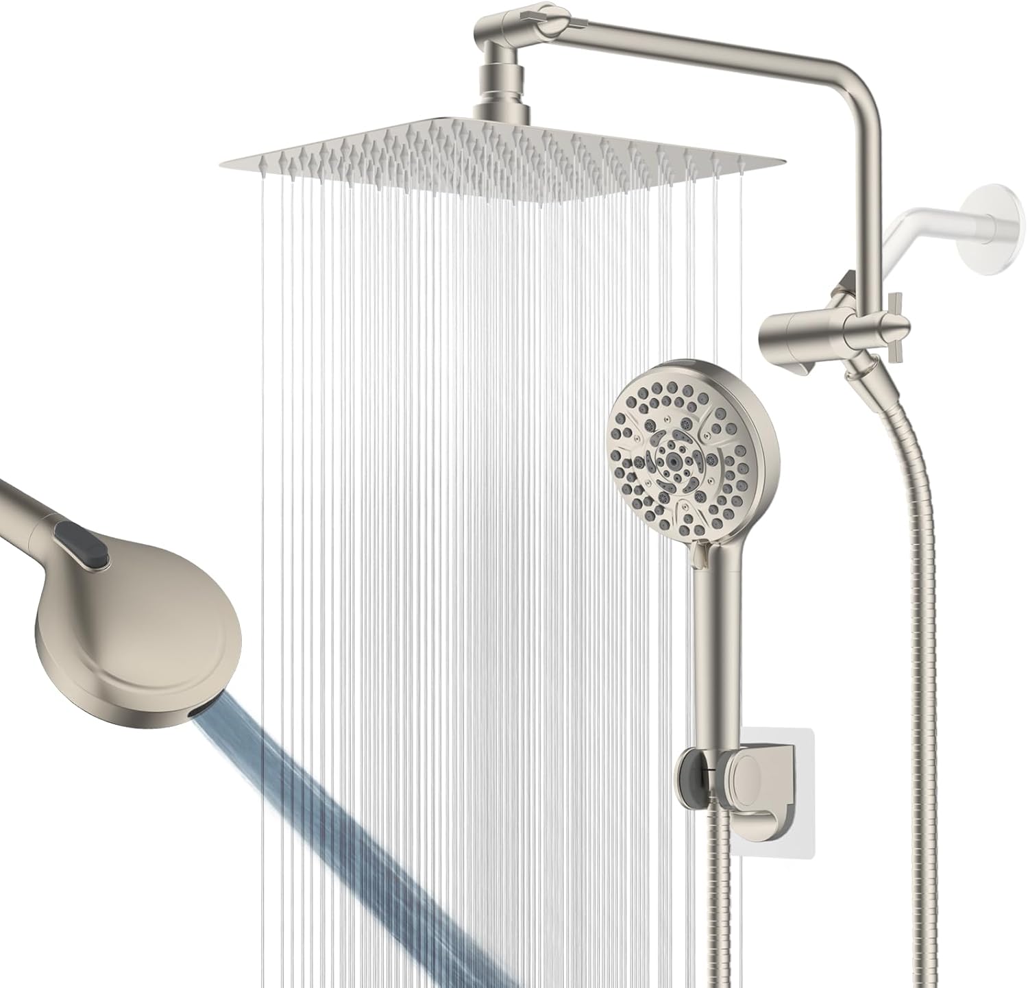 High Pressure Rainfall Handheld Shower Combo with Extension Arm