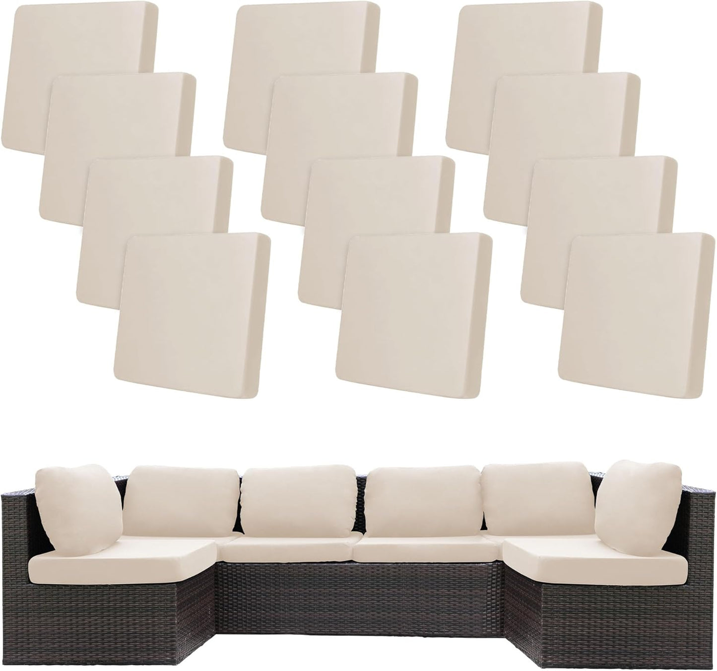 12Pcs Stretch Patio Cushion Covers for Outdoor Furniture Protection