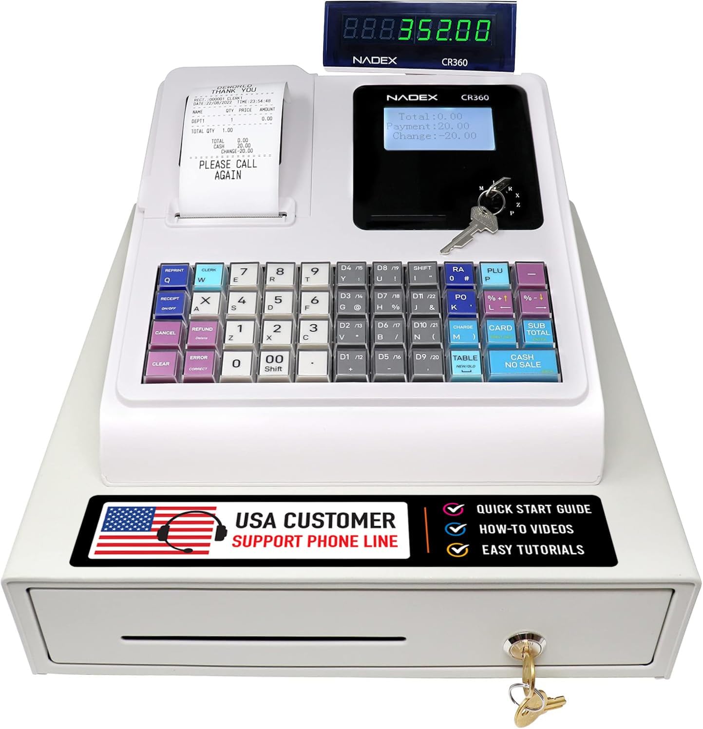 Nadex CR360 Cash Register with Quick Load Thermal Printer