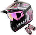 Youth S Size Motocross Helmet Bundle with Goggles & Gloves - DOT